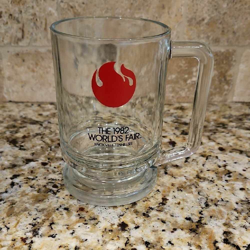 World's Fair Glass Mug with Red Logo